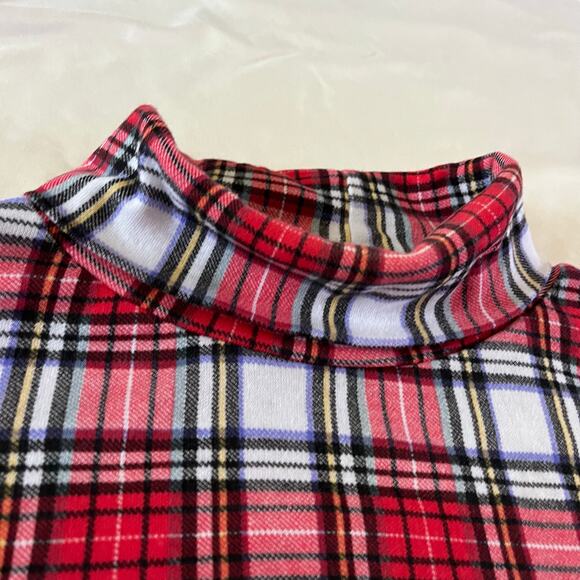 Vtg Y2K 2000s Red Plaid Turtleneck Top Plus Sz XL Holiday Christmas - Picture 2 of 8